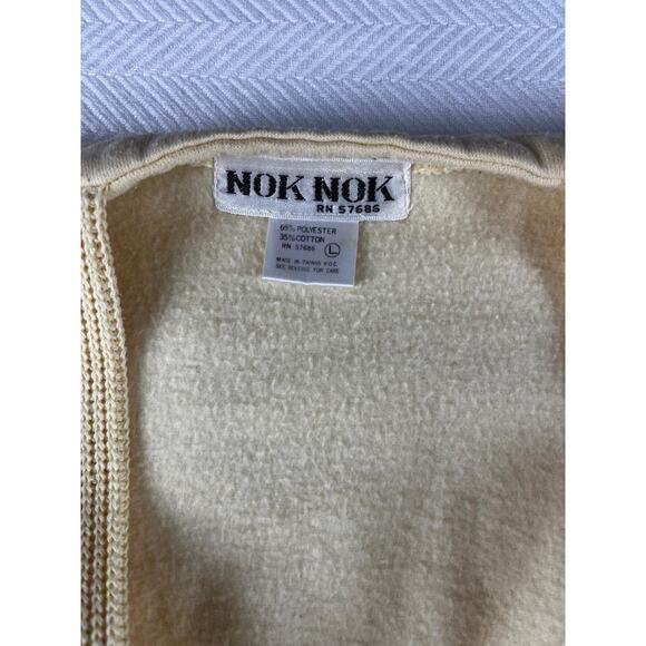 Womens Nok Nok Sweater L Excellent Cream V-Neck Pull Over Vintage - Picture 6 of 8